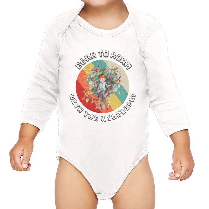 Born to Roam Baby Long Sleeve Onesie - Birds Baby Long Sleeve Bodysuit - Colorful Baby One-Piece