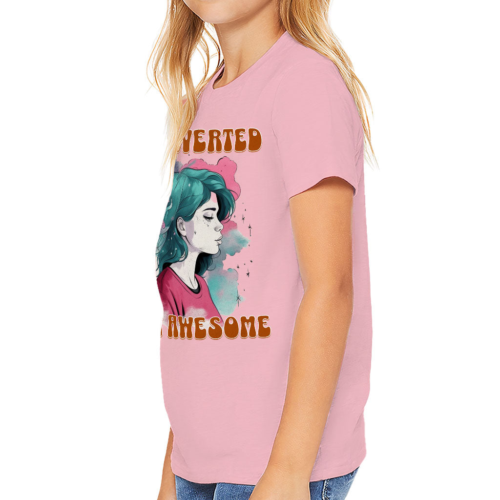 Introverted but Awesome Kids' T-Shirt - Watercolor T-Shirt - Graphic Tee Shirt for Kids