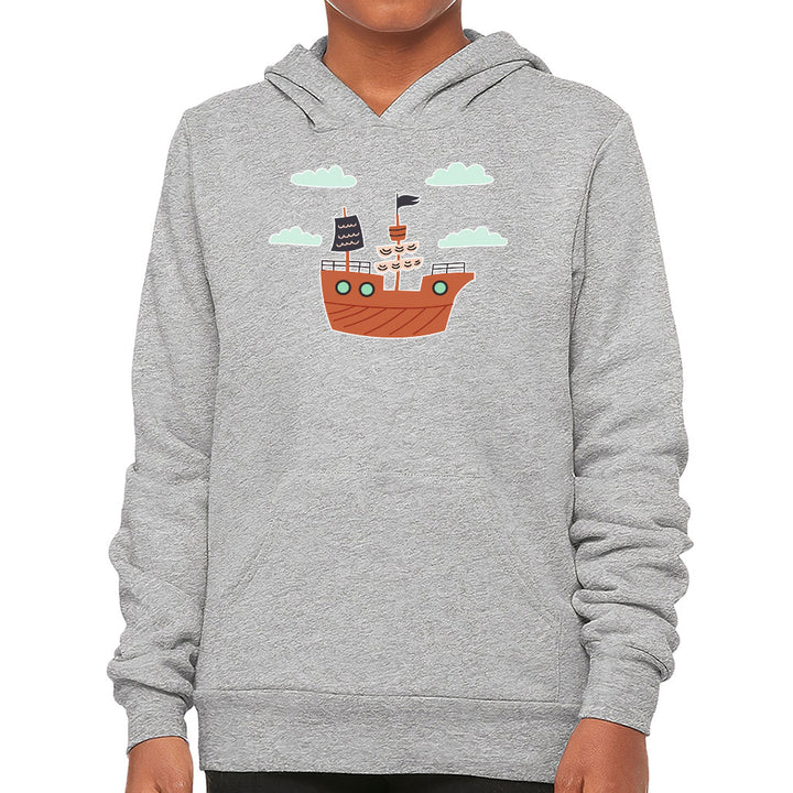 Pirate Ship Kids' Sponge Fleece Hoodie - Themed Kids' Hoodie - Bright Art Hoodie for Kids