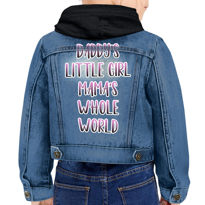 Daddy's Little Girl Toddler Hooded Denim Jacket - Cute Jean Jacket - Printed Denim Jacket for Kids