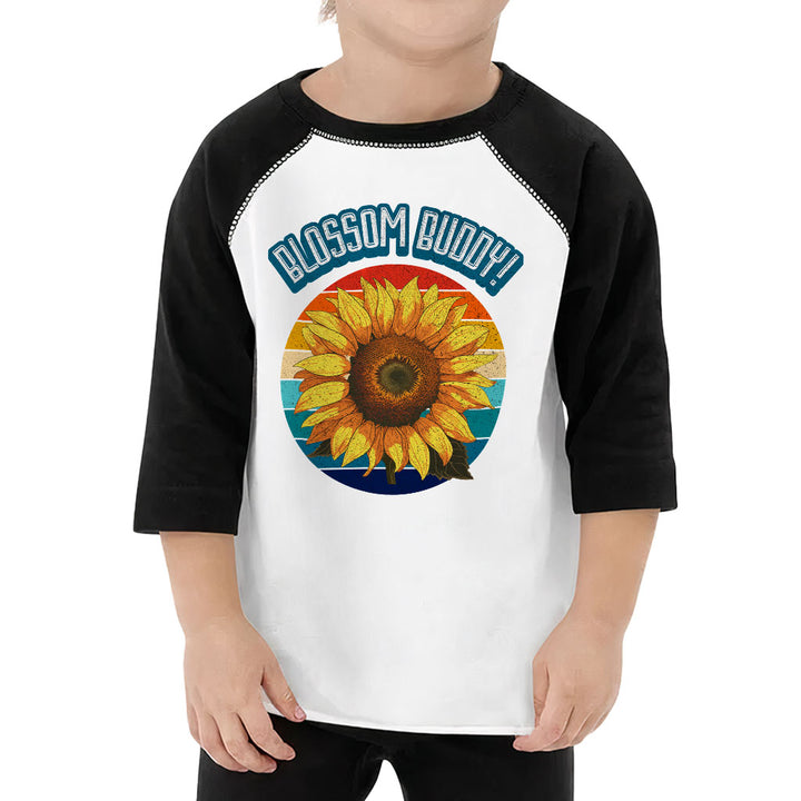 Blossom Buddy Toddler Baseball T-Shirt - Flower 3/4 Sleeve T-Shirt - Plant Kids' Baseball Tee