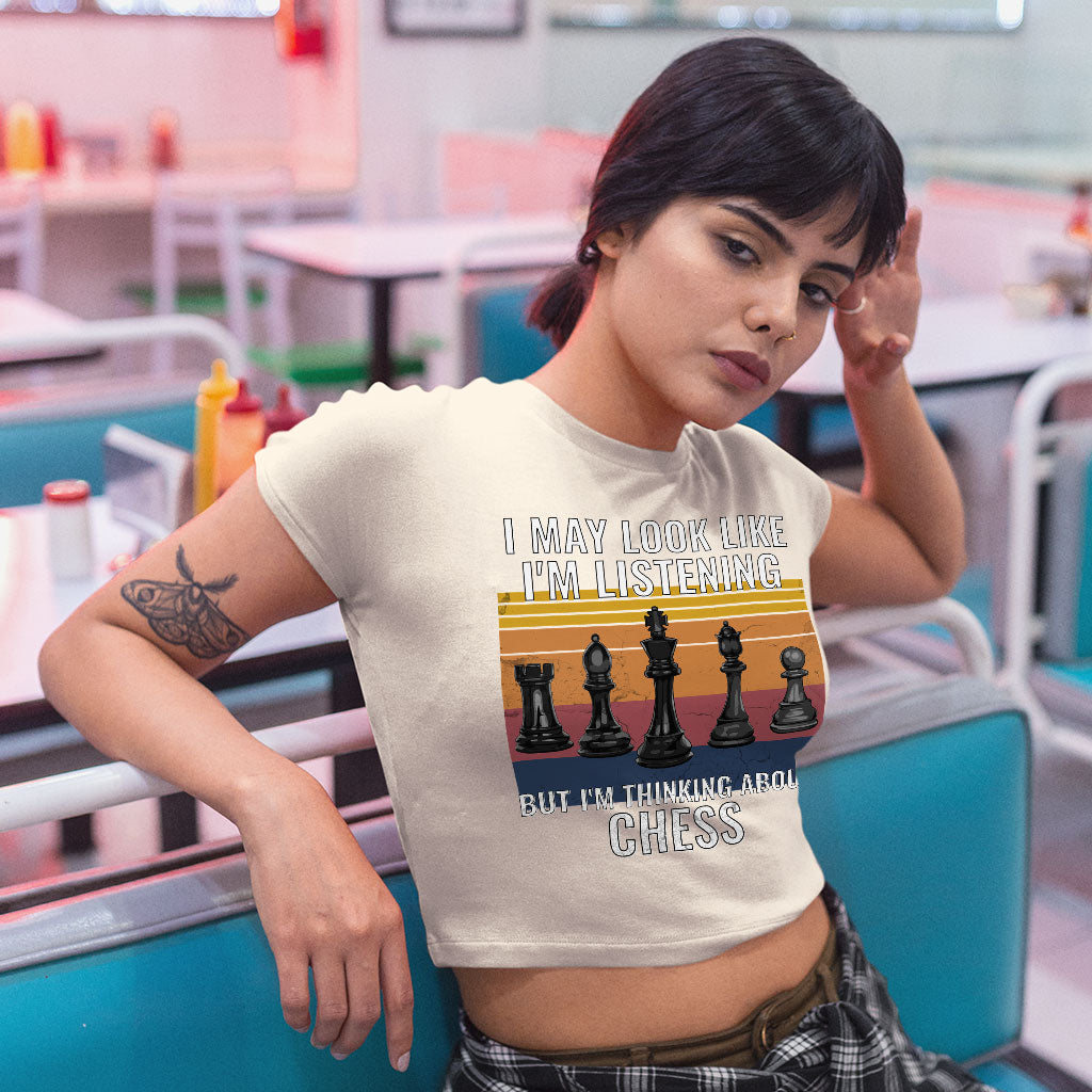 Chess Women's Crop Tee Shirt - Bright Cropped T-Shirt - Colorful Crop Top