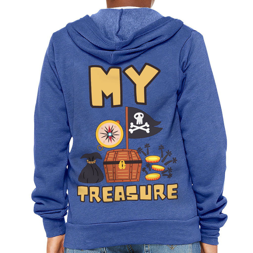 My Treasure Kids' Full-Zip Hoodie - Pirate Design Hooded Sweatshirt - Colorful Kids' Hoodie
