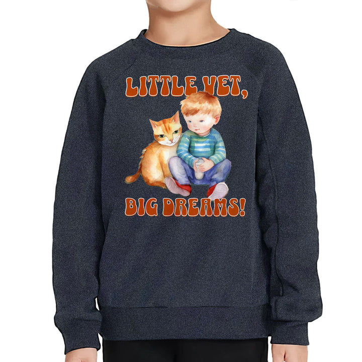 Little Vet Big Dream Toddler Raglan Sweatshirt - Cat Sponge Fleece Sweatshirt - Animal Lover Kids' Sweatshirt