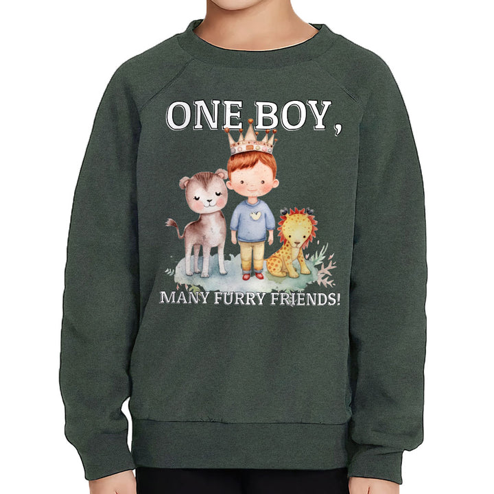 Many Furry Friends Toddler Raglan Sweatshirt - Animal Lover Sponge Fleece Sweatshirt - Graphic Kids' Sweatshirt
