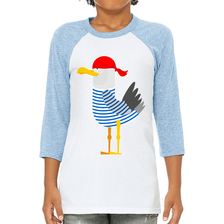 Bird Pirate Kids' Baseball T-Shirt - Cool 3/4 Sleeve T-Shirt - Printed Baseball Tee