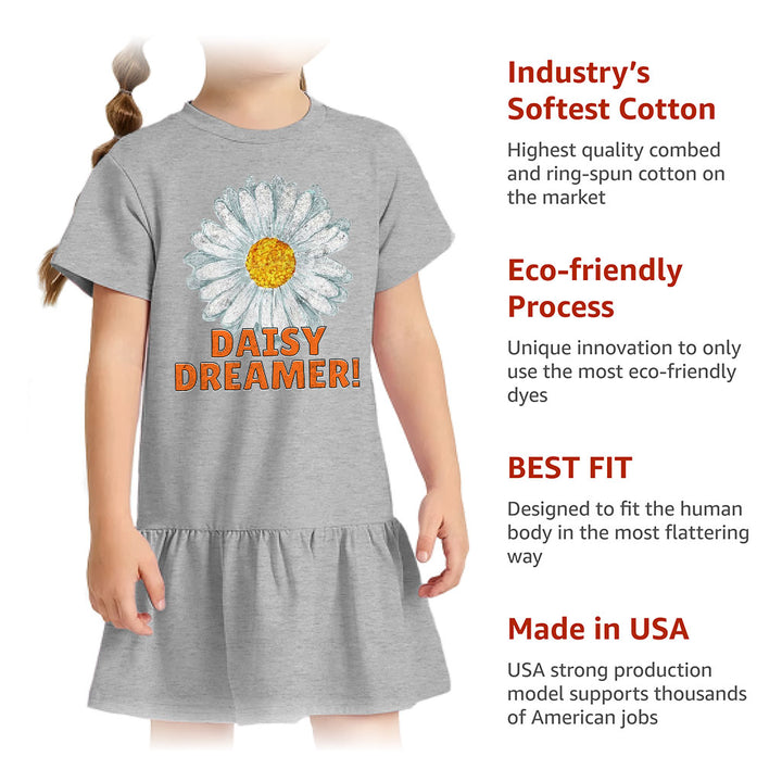 Daisy Dreamer Toddler Rib Dress - Minimalistic Girls' Dress - Printed Toddler Dress