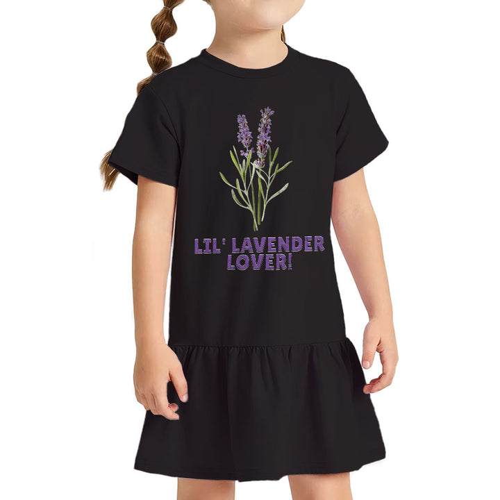 Lil' Lavender Lover Toddler Rib Dress - Flower Themed Girls' Dress - Graphic Toddler Dress