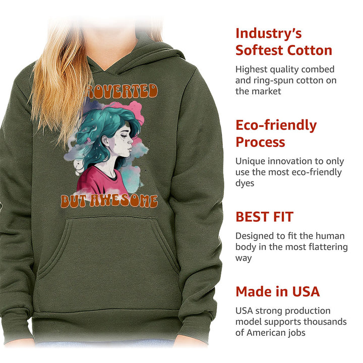 Introverted but Awesome Kids' Sponge Fleece Hoodie - Watercolor Kids' Hoodie - Graphic Hoodie for Kids