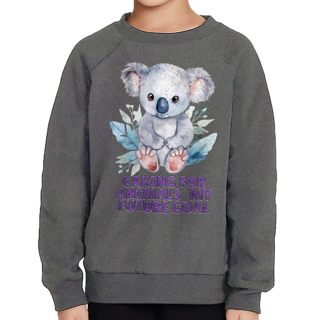 Caring for Animals Toddler Raglan Sweatshirt - Coala Sponge Fleece Sweatshirt - Cute Kids' Sweatshirt