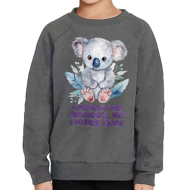 Caring for Animals Toddler Raglan Sweatshirt - Coala Sponge Fleece Sweatshirt - Cute Kids' Sweatshirt