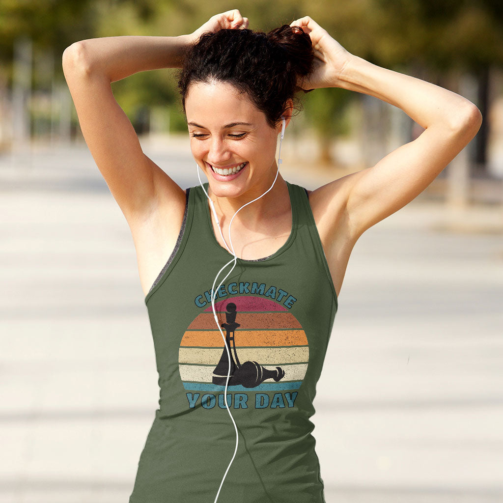 Checkmate Your Day Women's Racerback Tank - Colorful Tank Top - Printed Workout Tank