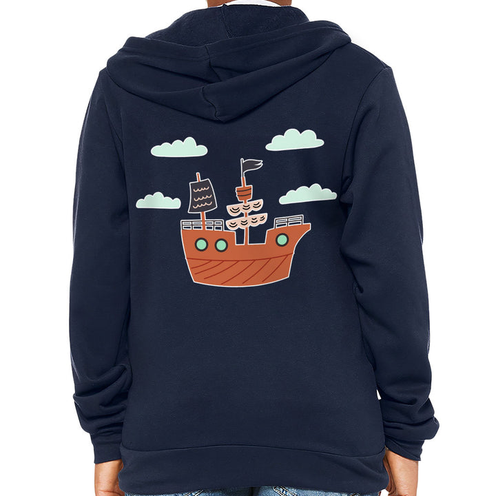 Pirate Ship Kids' Full-Zip Hoodie - Themed Hooded Sweatshirt - Bright Art Kids' Hoodie
