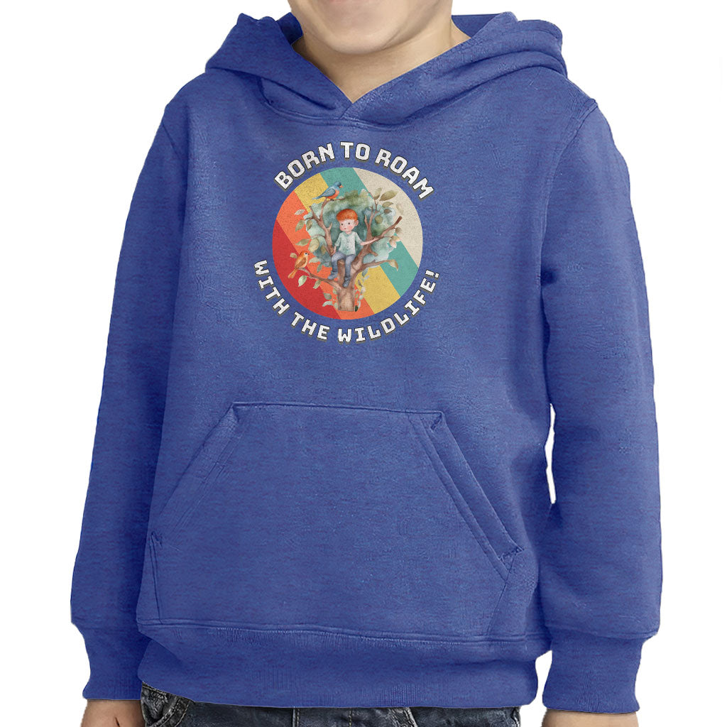 Born to Roam Toddler Pullover Hoodie - Birds Sponge Fleece Hoodie - Colorful Hoodie for Kids