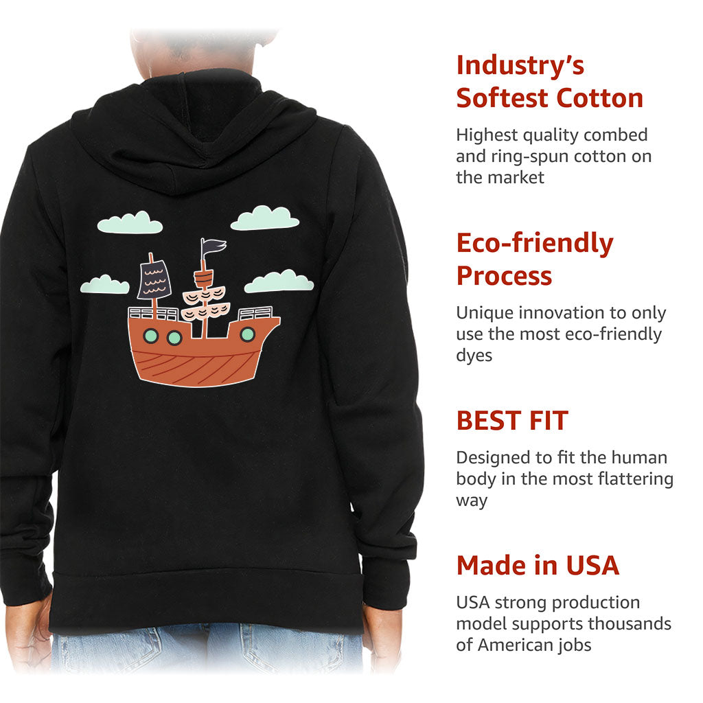 Pirate Ship Kids' Full-Zip Hoodie - Themed Hooded Sweatshirt - Bright Art Kids' Hoodie