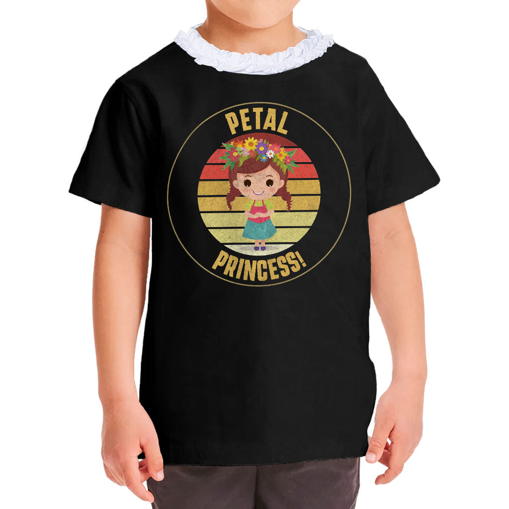 Petal Princess Girls' Ruffle Neck T-Shirt - Cute Toddler T-Shirt - Graphic Ruffle Neck Tee