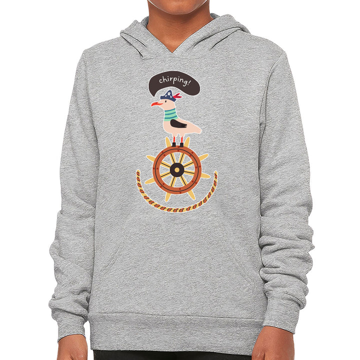 Sea Ship Themed Kids' Sponge Fleece Hoodie - Bird Kids' Hoodie - Printed Hoodie for Kids
