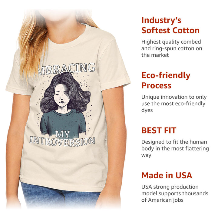 Embracing My Introversion Kids' T-Shirt - Cute Print T-Shirt - Printed Tee Shirt for Kids