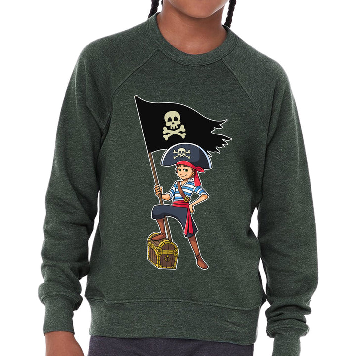 Cool Pirate Kids' Raglan Sweatshirt - Sea Themed Sponge Fleece Sweatshirt - Cartoon Sweatshirt