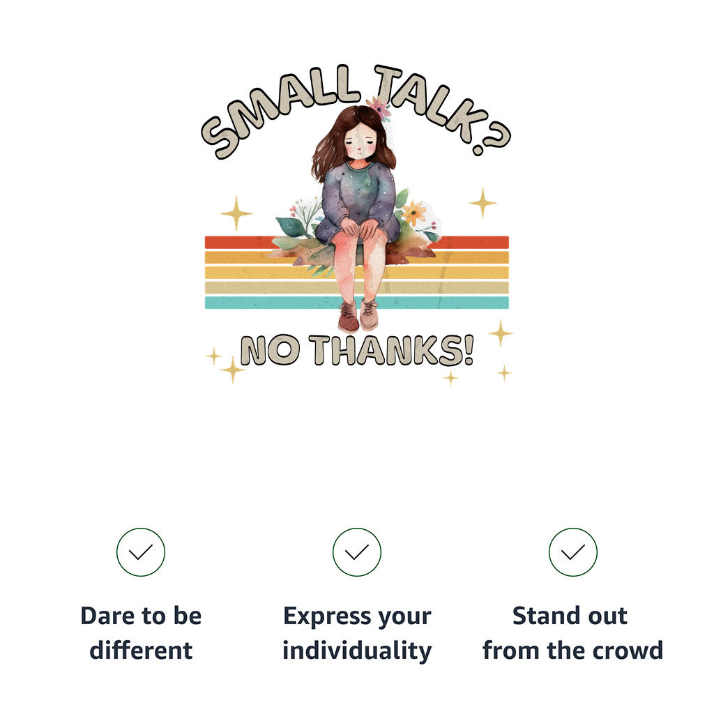 No Small Talk Kids' Long Sleeve T-Shirt - Shy Girl T-Shirt - Art Long Sleeve Tee