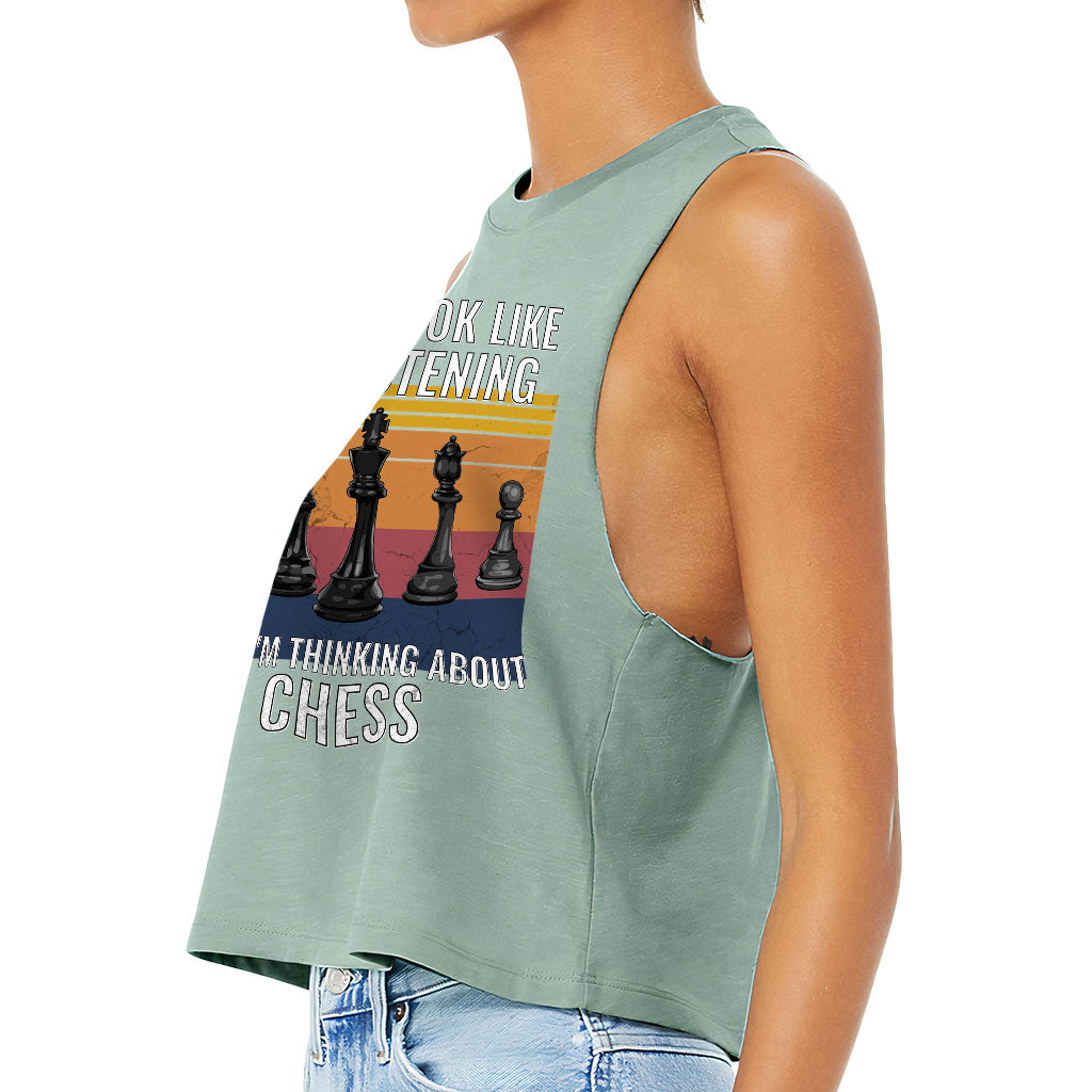 Chess Racerback Cropped Tank - Bright Women's Tank - Colorful Tank Top