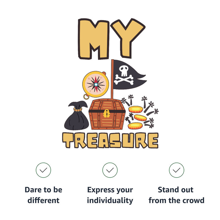 My Treasure Kids' Baseball T-Shirt - Pirate Design 3/4 Sleeve T-Shirt - Colorful Baseball Tee