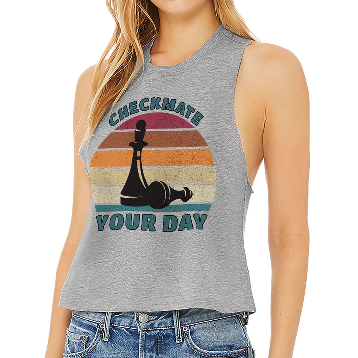 Checkmate Your Day Racerback Cropped Tank - Colorful Women's Tank - Printed Tank Top