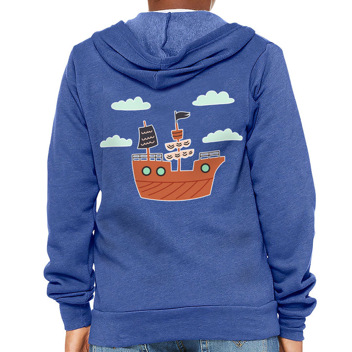 Pirate Ship Kids' Full-Zip Hoodie - Themed Hooded Sweatshirt - Bright Art Kids' Hoodie