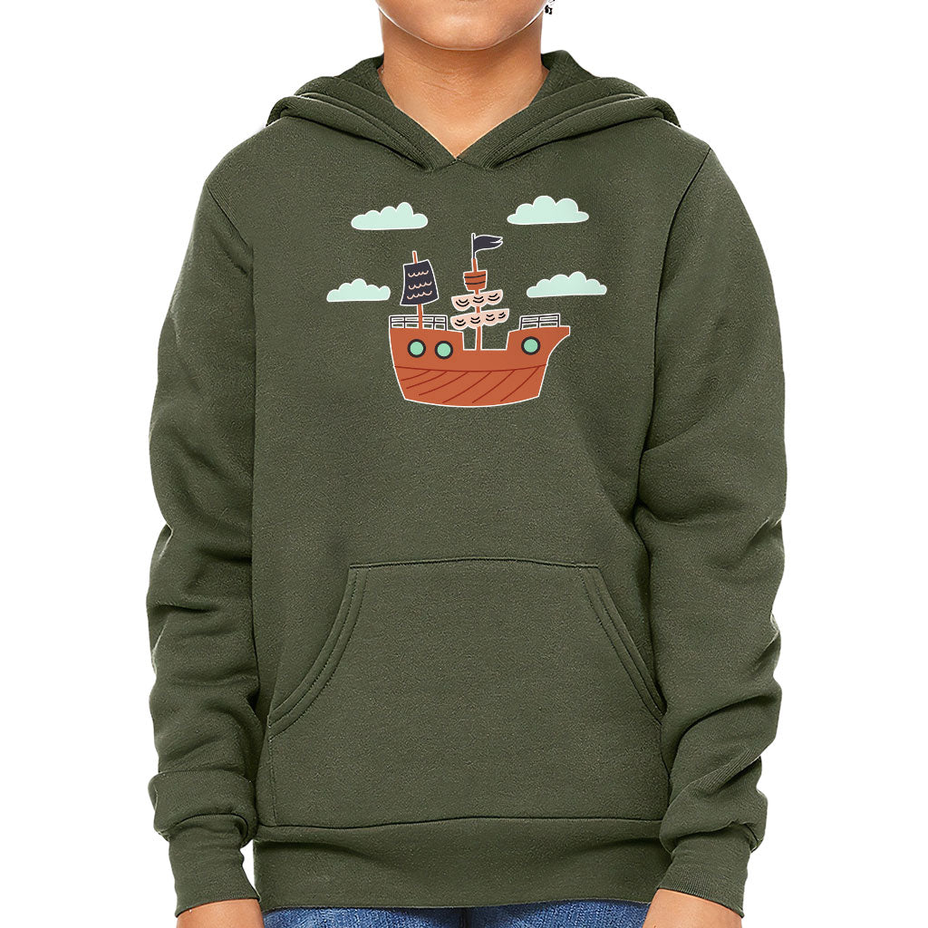 Pirate Ship Kids' Sponge Fleece Hoodie - Themed Kids' Hoodie - Bright Art Hoodie for Kids