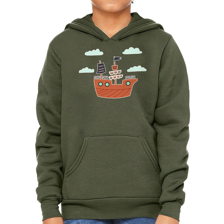 Pirate Ship Kids' Sponge Fleece Hoodie - Themed Kids' Hoodie - Bright Art Hoodie for Kids