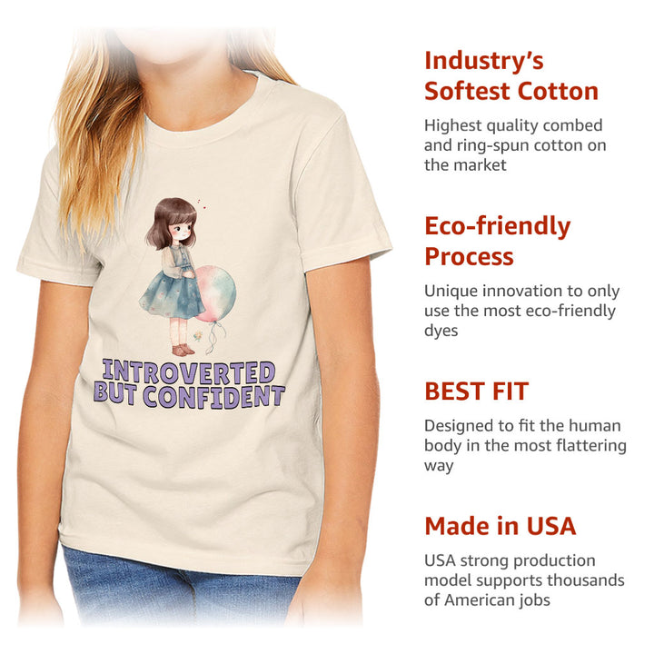 Introverted but Confident Kids' T-Shirt - Little Girl T-Shirt - Graphic Tee Shirt for Kids