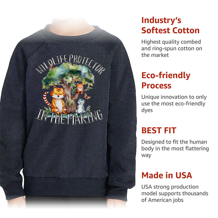 Wildlife Protector Toddler Raglan Sweatshirt - Animals Sponge Fleece Sweatshirt - Themed Kids' Sweatshirt