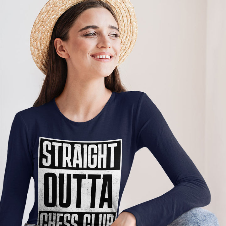 Word Art Women's Long Sleeve T-Shirt - Chess Club Long Sleeve Tee - Unique T-Shirt