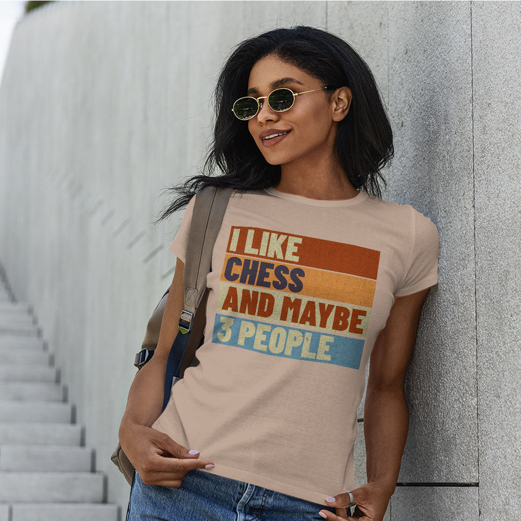 I Like Chess Slim Fit T-Shirt - Colorful Women's T-Shirt - Art Slim Fit Tee