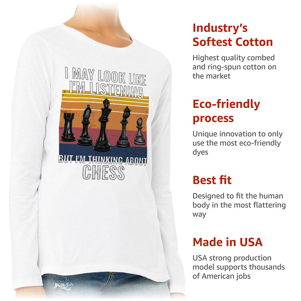 Chess Women's Long Sleeve T-Shirt - Bright Long Sleeve Tee - Colorful T-Shirt