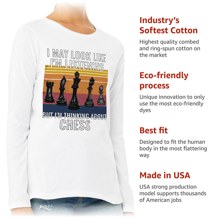 Chess Women's Long Sleeve T-Shirt - Bright Long Sleeve Tee - Colorful T-Shirt