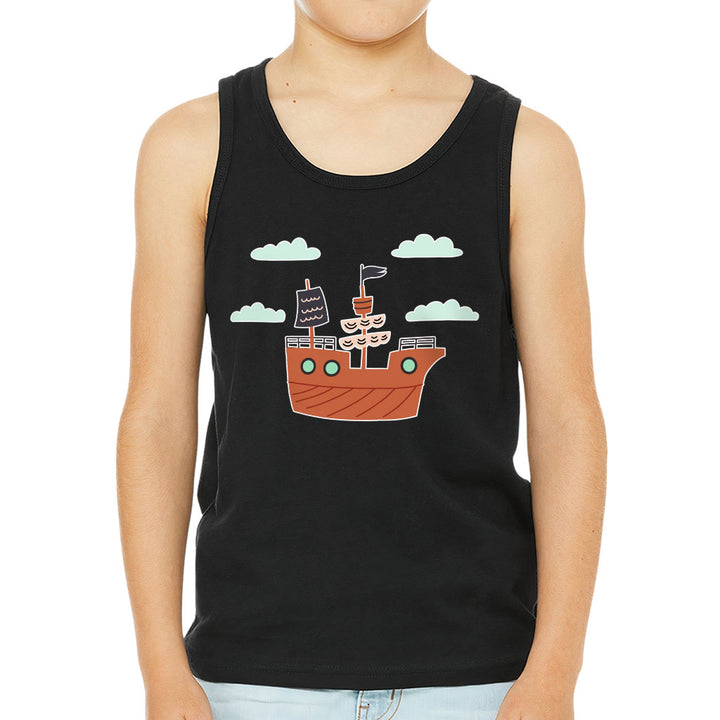 Pirate Ship Kids' Jersey Tank - Themed Sleeveless T-Shirt - Bright Art Kids' Tank Top