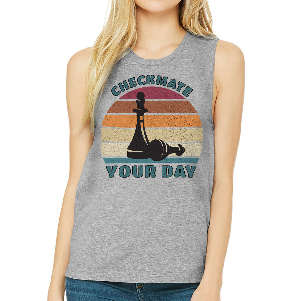 Checkmate Your Day Women's Muscle Tank - Colorful Tank Top - Printed Workout Tank