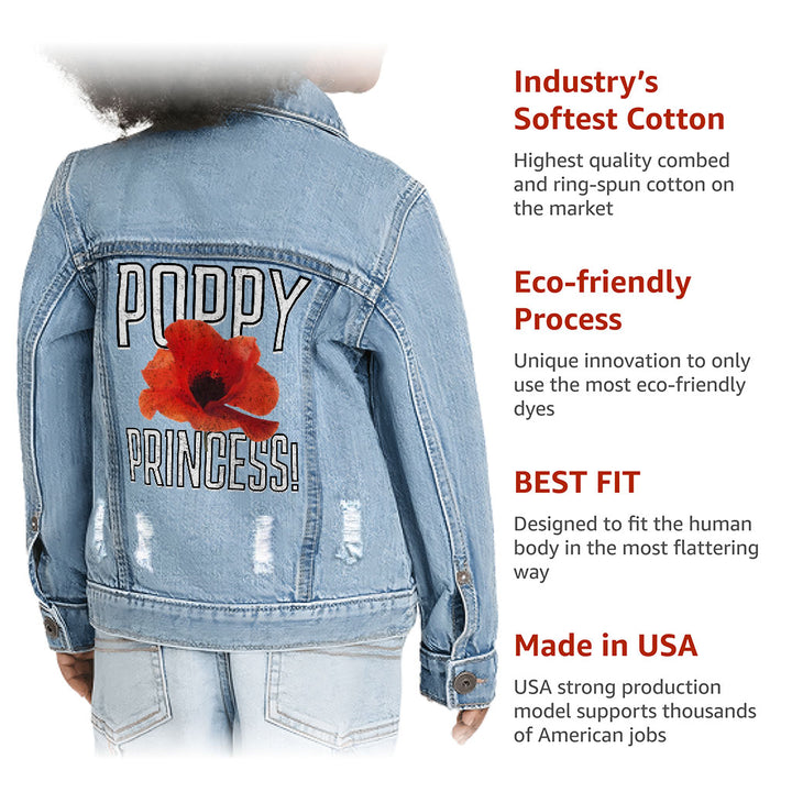 Poppy Princess Toddler Denim Jacket - Cute Jean Jacket - Themed Denim Jacket for Kids