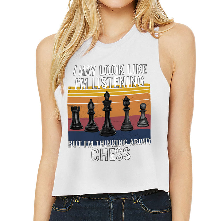 Chess Racerback Cropped Tank - Bright Women's Tank - Colorful Tank Top