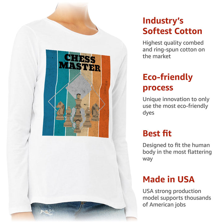 Chess Master Women's Long Sleeve T-Shirt - Board Game Long Sleeve Tee - Art T-Shirt