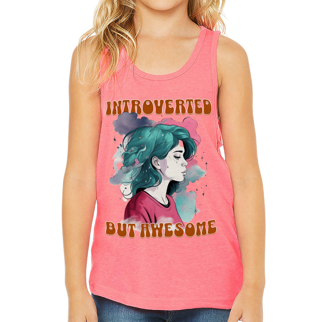 Introverted but Awesome Kids' Jersey Tank - Watercolor Sleeveless T-Shirt - Graphic Kids' Tank Top