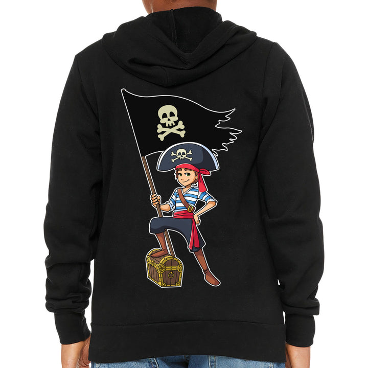 Cool Pirate Kids' Full-Zip Hoodie - Sea Themed Hooded Sweatshirt - Cartoon Kids' Hoodie