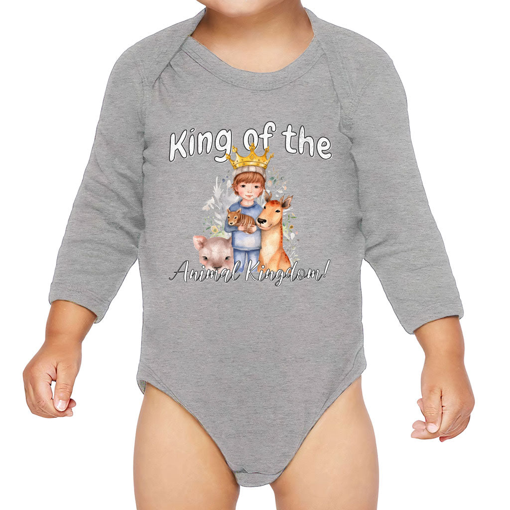King Of the Animal Kingdom Baby Long Sleeve Onesie - Cool Baby Long Sleeve Bodysuit - Graphic Baby One-Piece