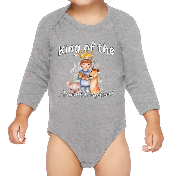 King Of the Animal Kingdom Baby Long Sleeve Onesie - Cool Baby Long Sleeve Bodysuit - Graphic Baby One-Piece