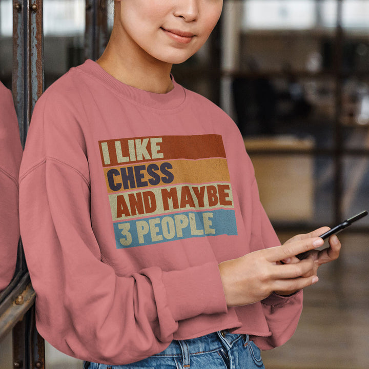 I Like Chess Cropped Long Sleeve T-Shirt - Colorful Women's T-Shirt - Art Long Sleeve Tee