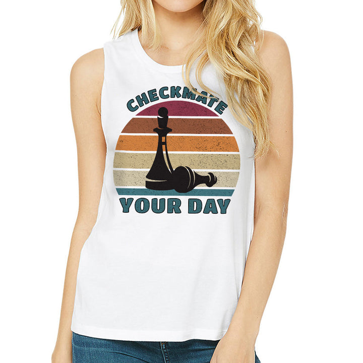 Checkmate Your Day Women's Muscle Tank - Colorful Tank Top - Printed Workout Tank