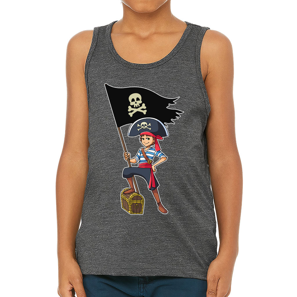 Cool Pirate Kids' Jersey Tank - Sea Themed Sleeveless T-Shirt - Cartoon Kids' Tank Top