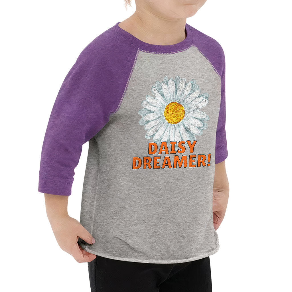 Daisy Dreamer Toddler Baseball T-Shirt - Minimalistic 3/4 Sleeve T-Shirt - Printed Kids' Baseball Tee