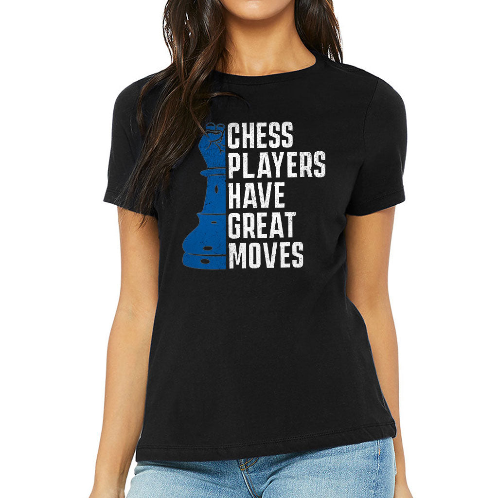 Chess Players Women's T-Shirt - Cool Design T-Shirt - Word Design Relaxed Tee
